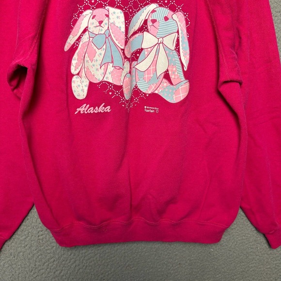VTG Morning Sun Sweatshirt Women Extra Large Pink Collared Retro Ribbon Pullover - Picture 3 of 11